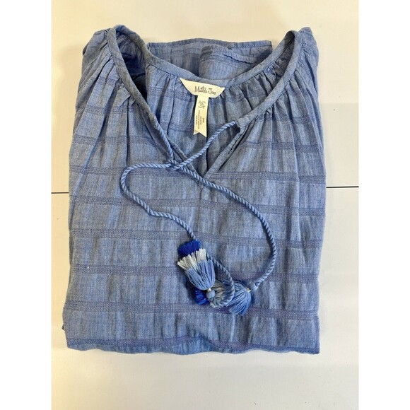 Matilda Jane Pretty Things Shirt Round Tassel Tie Neck Ruffle Flowy Blouse Sz XS - Picture 9 of 9